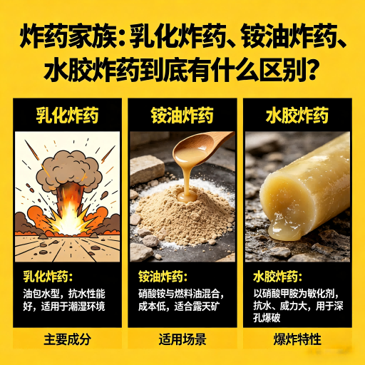 兴县炸药家族：乳化炸药、铵油炸药、水胶炸药到底有什么区别？